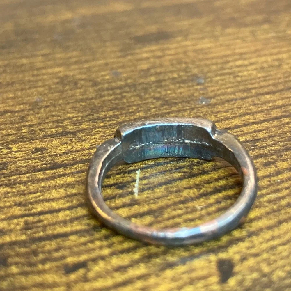 Brutalist Handcrafted Modernist Bar Ring Silver Tone Textured Artisan Size 6.5